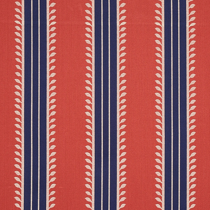 Schumacher Etruscan Stripe Red & Blue Fabric Sample 80721