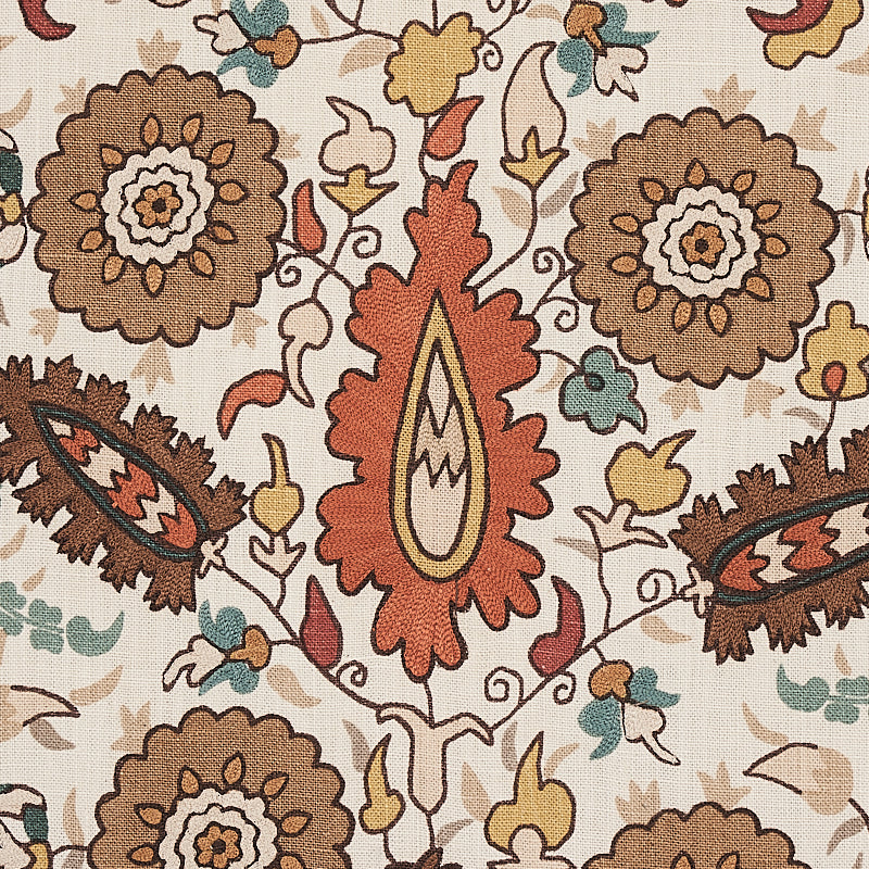 Schumacher Anatolia Embroidery Autumn Fabric 80751