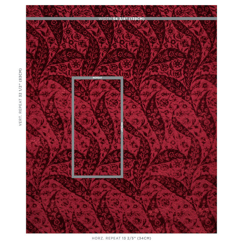 Schumacher Saz Paisley Velvet Burgundy Fabric 80782