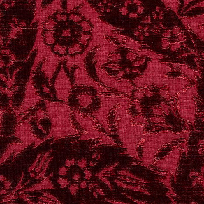 Schumacher Saz Paisley Velvet Burgundy Fabric Sample 80782