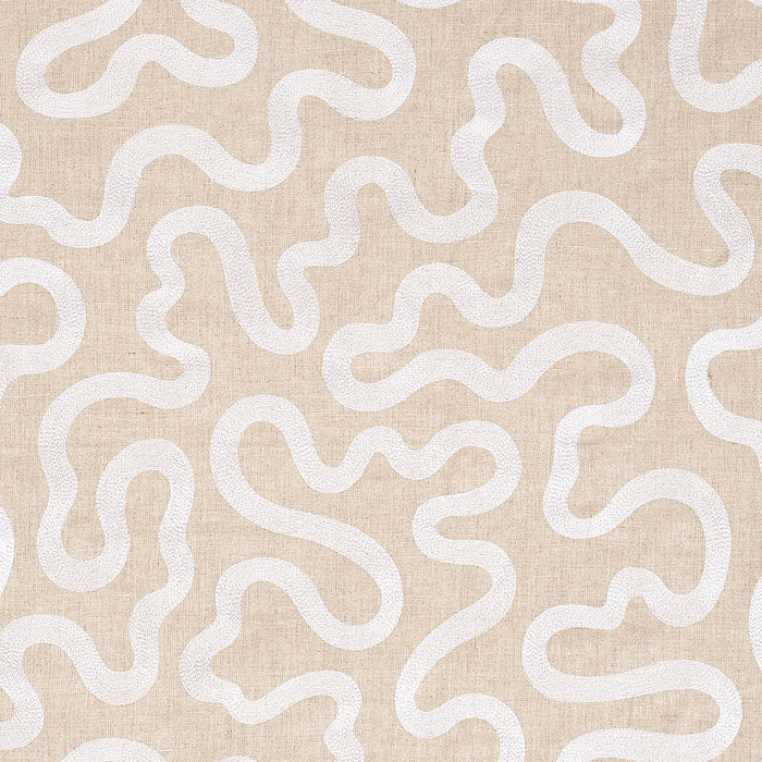 Schumacher Riley Embroidery Ivory On Natural Fabric 80792