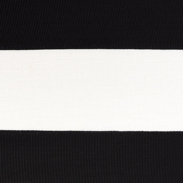 Schumacher Ribbon Applique Black On Ivory Fabric Sample 81142