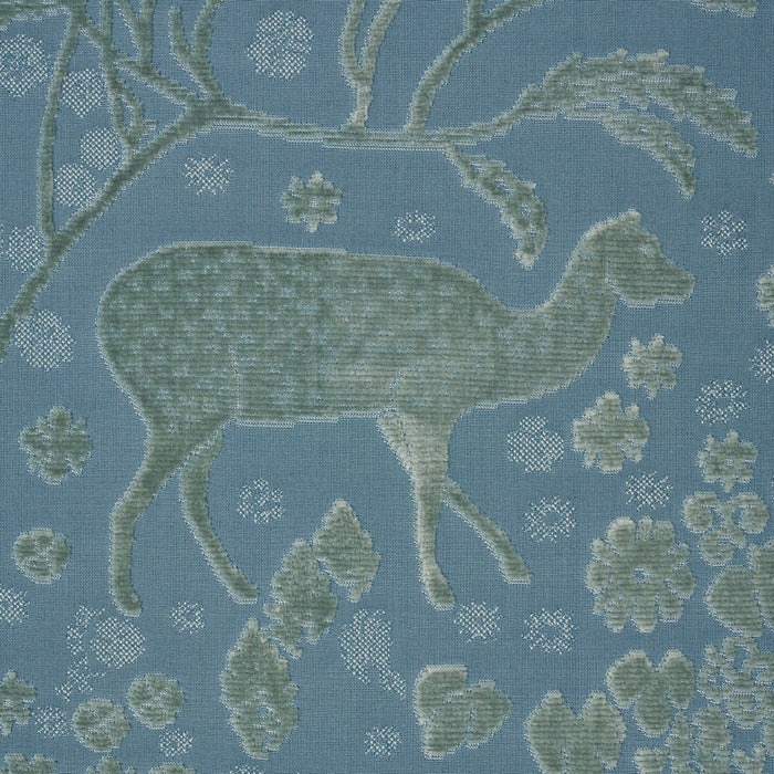 Schumacher Chiang Mai Dragon Velvet Slate Blue Fabric 81310