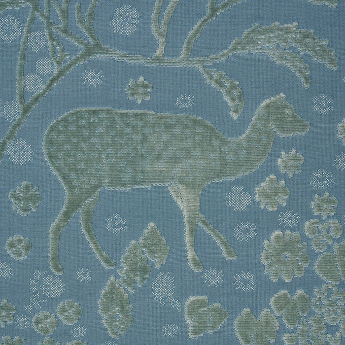 Schumacher Chiang Mai Dragon Velvet Slate Blue Fabric Sample 81310