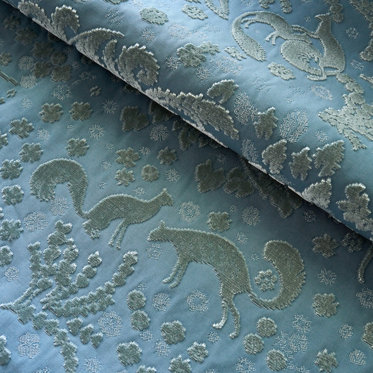 Schumacher Chiang Mai Dragon Velvet Slate Blue Fabric 81310