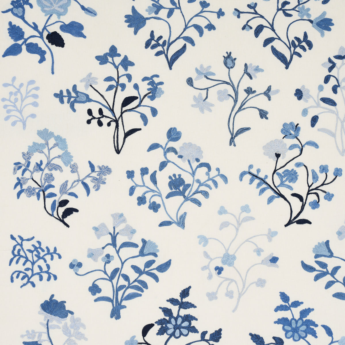 Schumacher Raleigh Embroidery Cornflower Fabric 81431