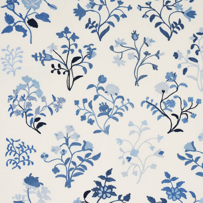 Schumacher Raleigh Embroidery Cornflower Fabric Sample 81431