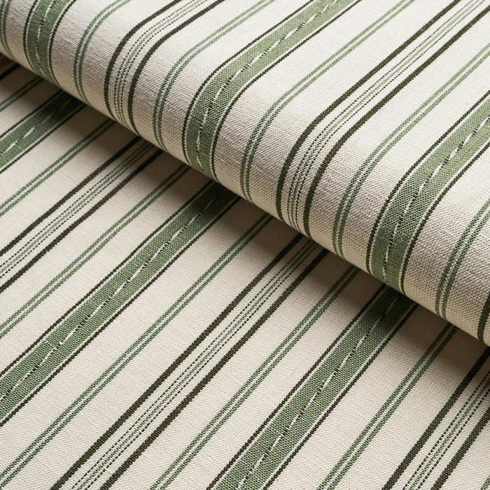 Schumacher Lightfoot Stripe Moss Fabric 81442