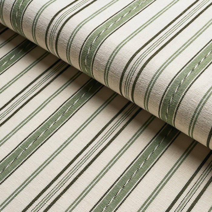 Schumacher Lightfoot Stripe Moss Fabric Sample 81442