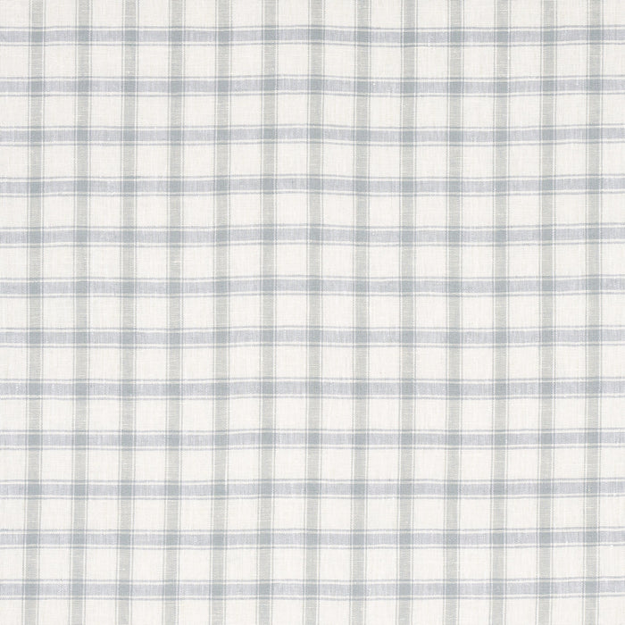 Schumacher Crawford Linen Check Jasper Blue Fabric Sample 81450