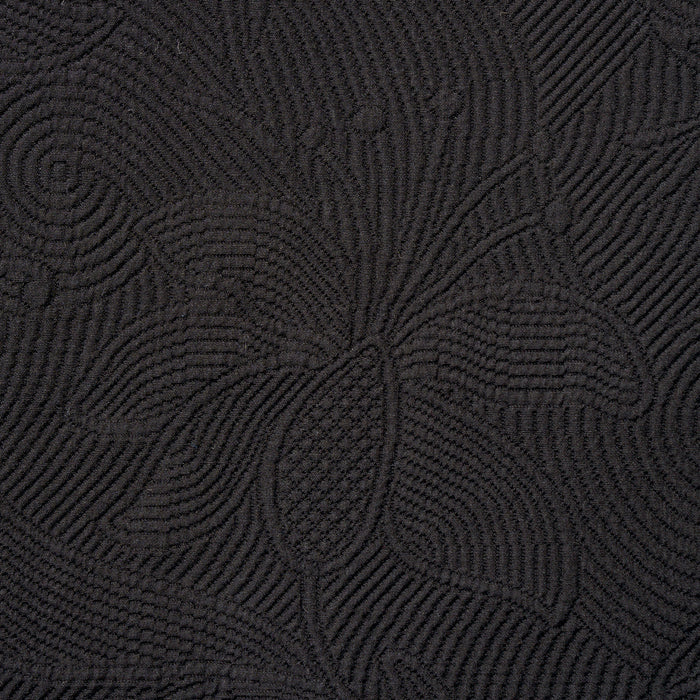 Schumacher Quilted Scroll Matelasse Pitch Black Fabric Sample 81591