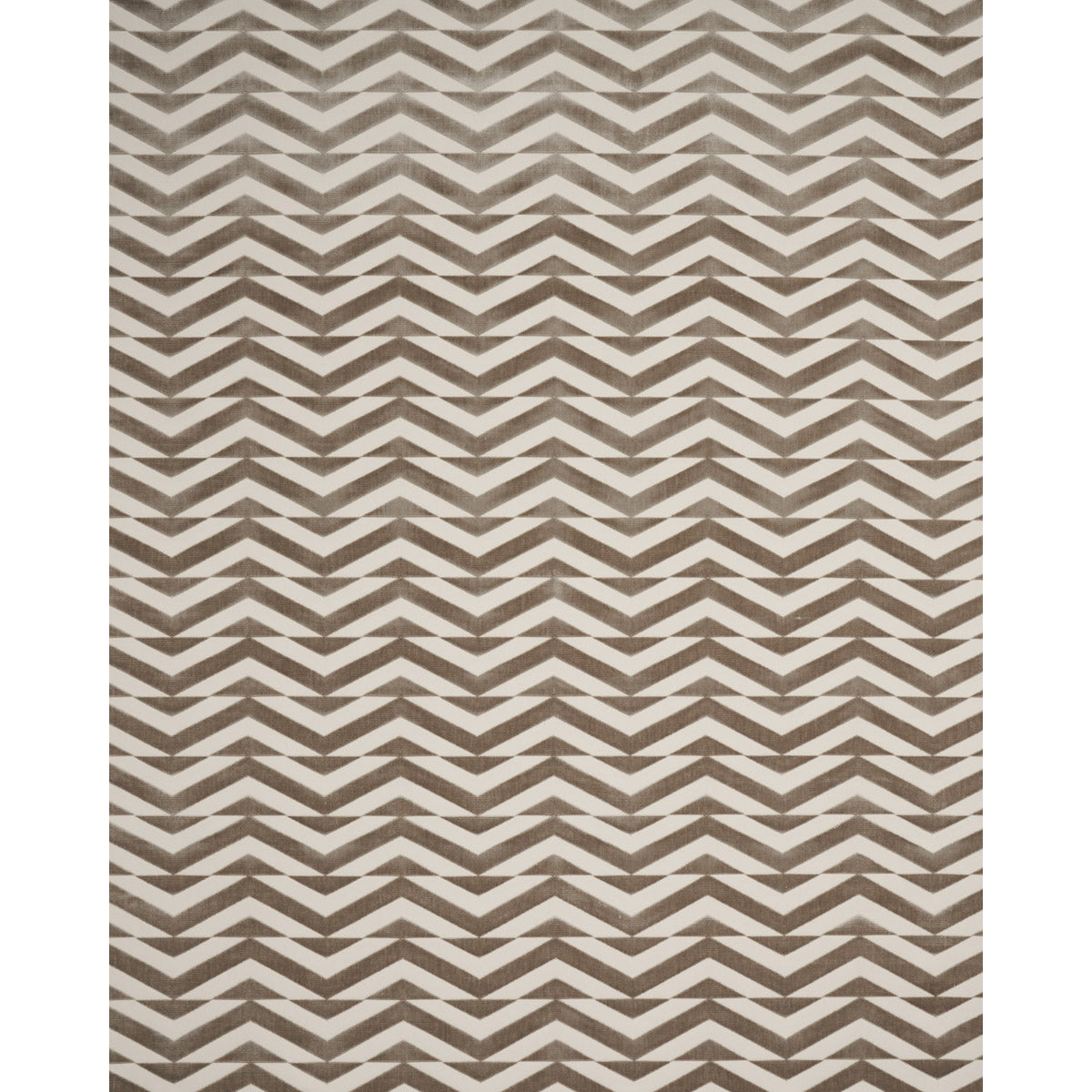 Schumacher Broken Chevron Cut Velvet Taupe On Ivory Fabric 81810