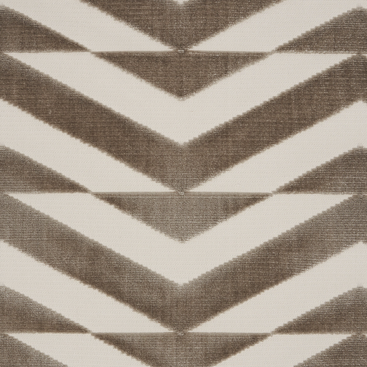 Schumacher Broken Chevron Cut Velvet Taupe On Ivory Fabric 81810