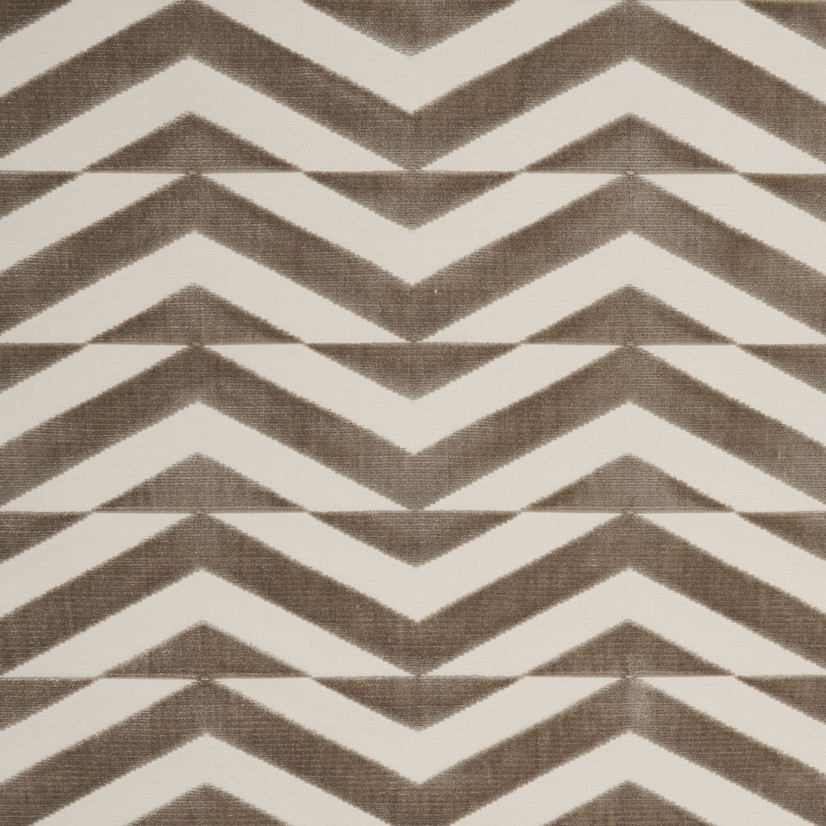 Schumacher Broken Chevron Cut Velvet Taupe On Ivory Fabric 81810