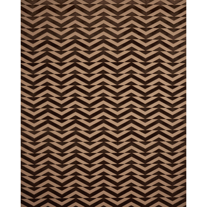 Schumacher Broken Chevron Cut Velvet Brown On Camel Fabric Sample 81811