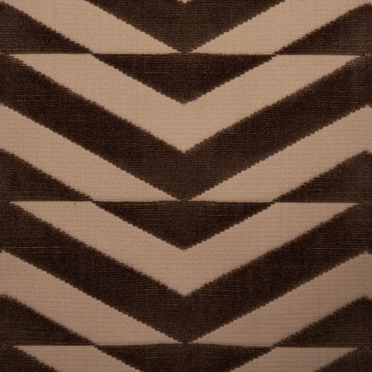 Schumacher Broken Chevron Cut Velvet Brown On Camel Fabric 81811