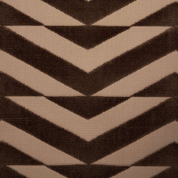 Schumacher Broken Chevron Cut Velvet Brown On Camel Fabric Sample 81811