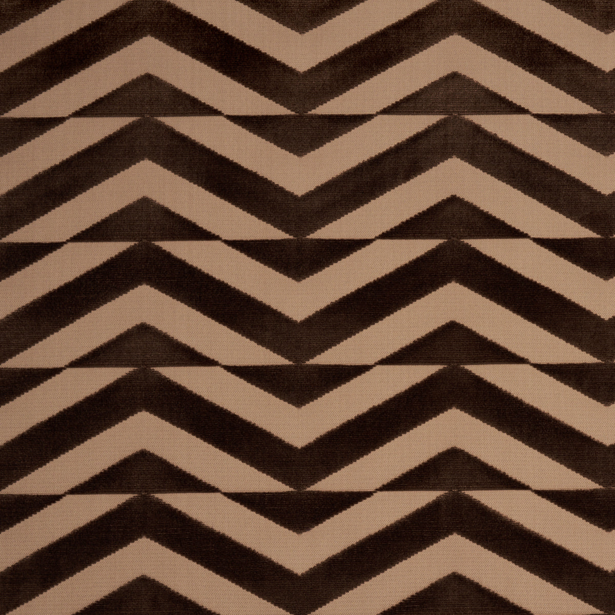 Schumacher Broken Chevron Cut Velvet Brown On Camel Fabric 81811