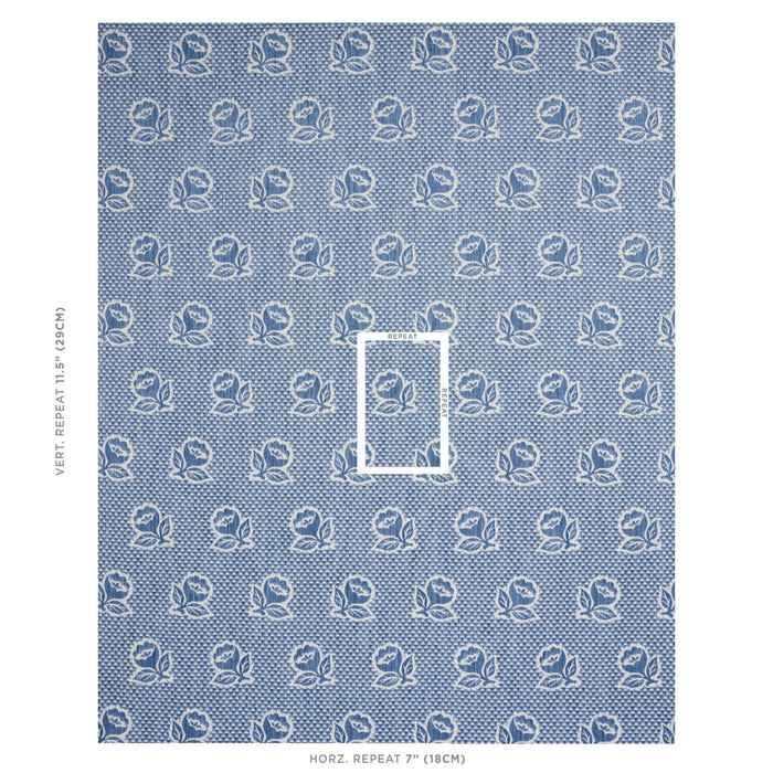 Schumacher Fleurette Denim Fabric Sample 82190