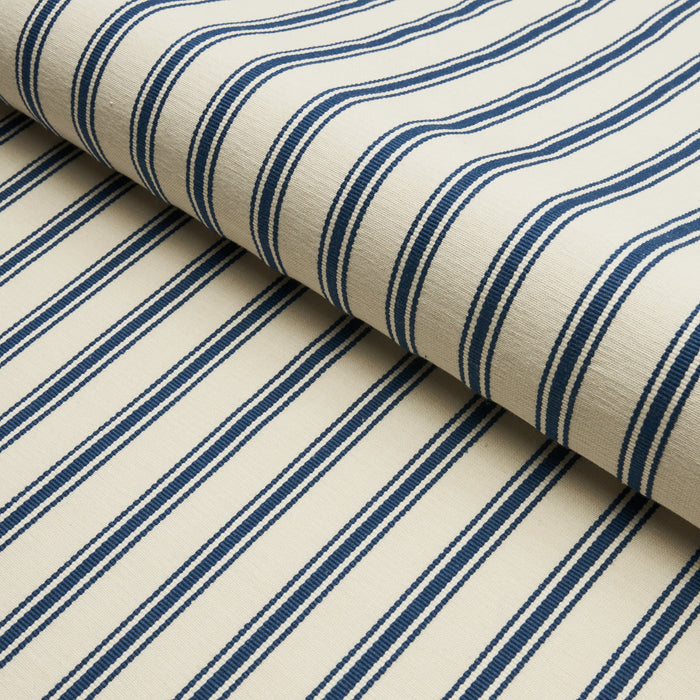 Schumacher Marquet Ticking Stripe Navy Fabric Sample 82200