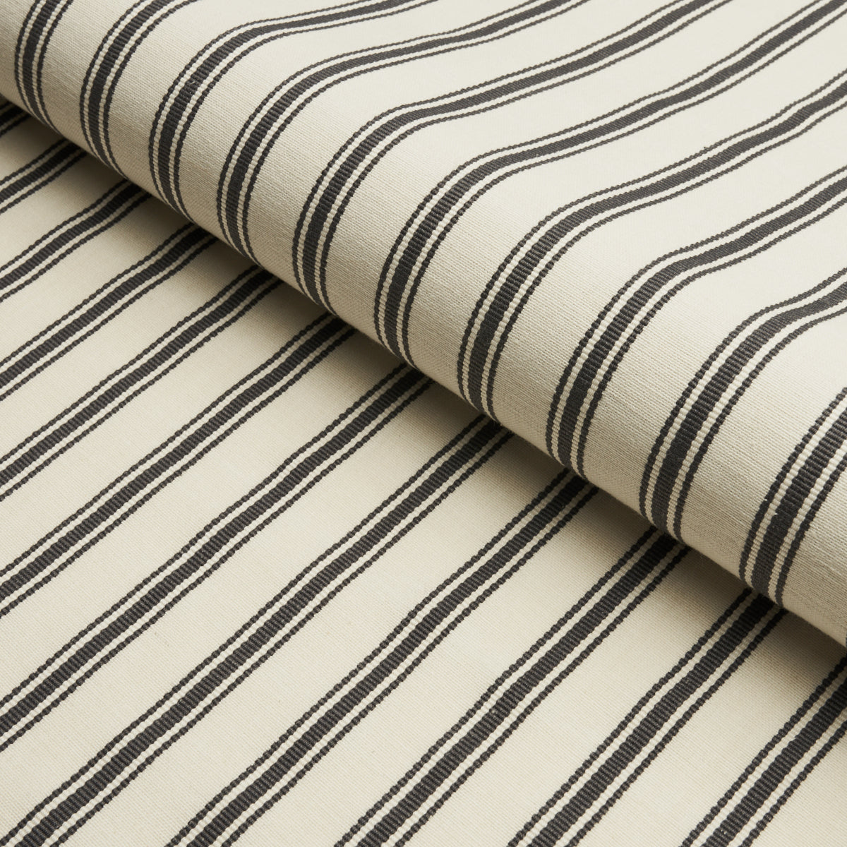 Schumacher Marquet Ticking Stripe Carbon Fabric 82201.0