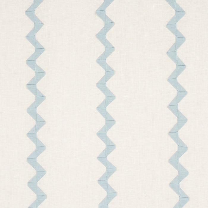 Schumacher Lazare Applique Sky On Ivory Fabric Sample 82221