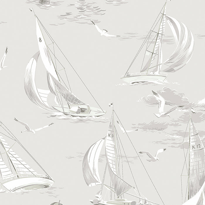 Schumacher Sailboats Grey Wallpaper 8855