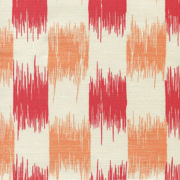 China Seas II Blue Ikat Red Orange Fabric 9015-07