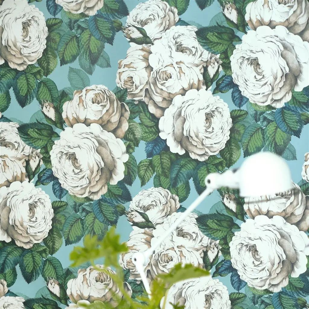 John Derian The Rose Swedish Blue Wallpaper PJD6002/03