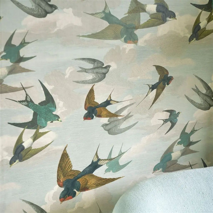 John Derian Chimney Swallows Sky Blue Wallpaper PJD6003/01