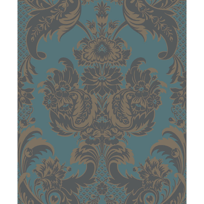 Cole & Son Wyndham Teal And Charcoal Wallpaper 94/3017.CS.0