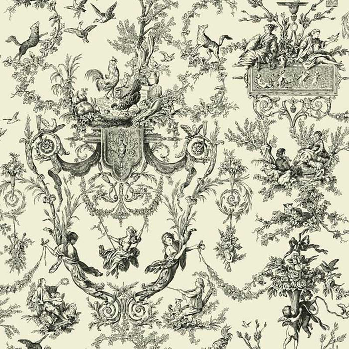 York Old World Toile Beige/Black Wallpaper AB2139