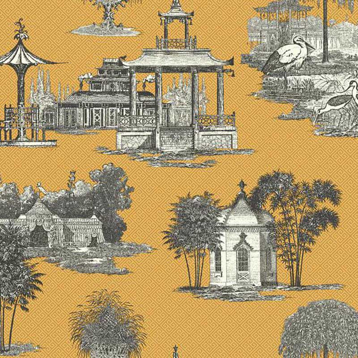 York Mandarin Yellow/Black Wallpaper AF1916