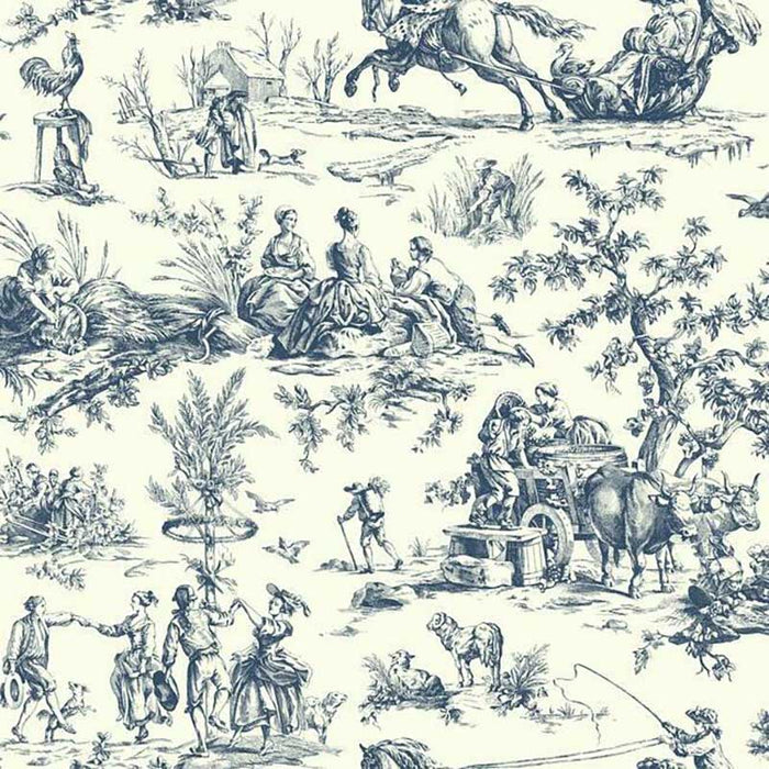 York Seasons Toile Navy Wallpaper AF2000