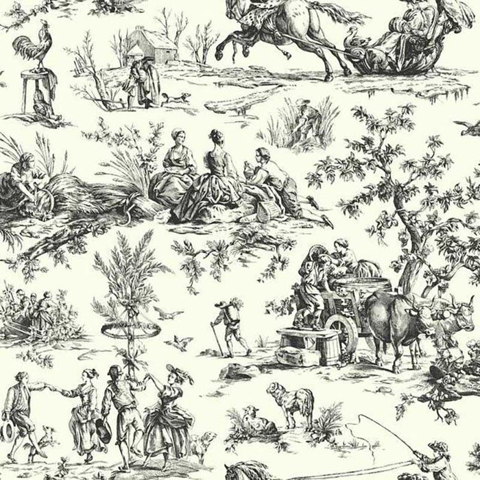 York Seasons Toile Black/White Wallpaper AF2002