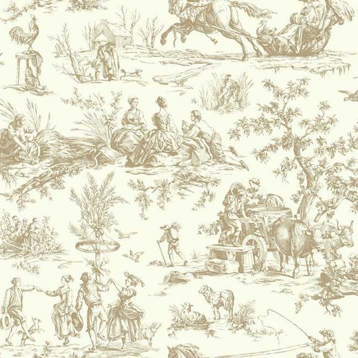 York Seasons Toile Brown/Off-White Wallpaper AF2003