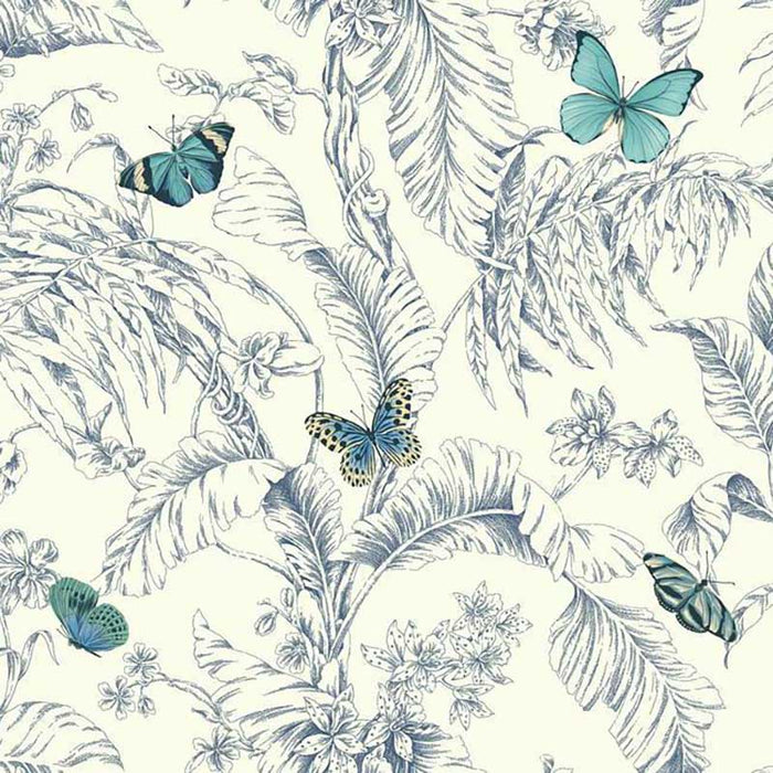 York Papillon Blue/White Wallpaper AF2026