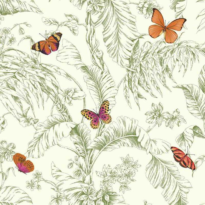 York Papillon Green/Orange Wallpaper AF2027