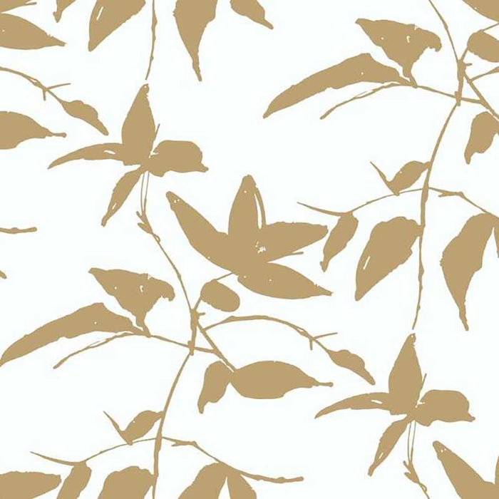 York Persimmon Leaf Gold, White Wallpaper AF6511