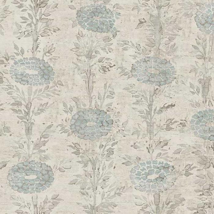 York French Marigold Blue, White Wallpaper AF6517