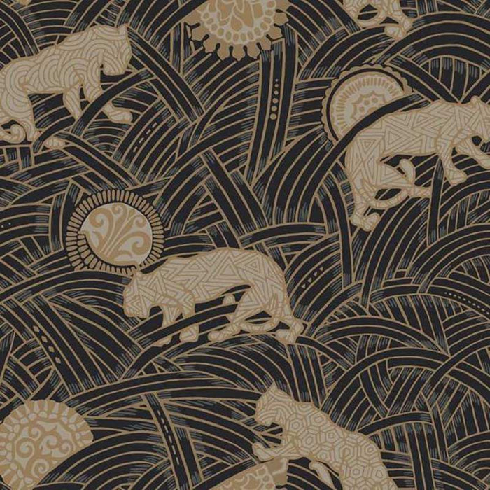 York Tibetan Tigers Black, Taupe, Gold Wallpaper AF6550