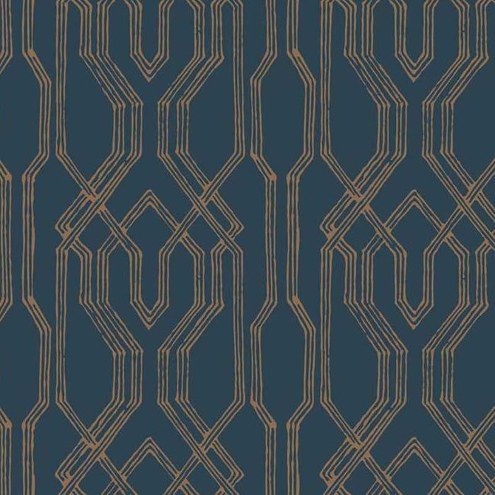 York Oriental Lattice Blue, Gold Wallpaper AF6561