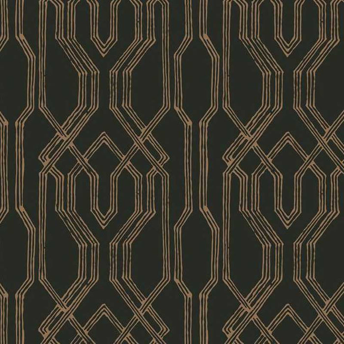 York Oriental Lattice Black, Gold Wallpaper AF6562