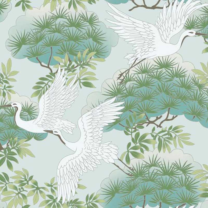 York Sprig & Heron Teal Wallpaper AF6589