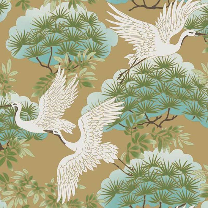 York Sprig & Heron Gold Wallpaper AF6594