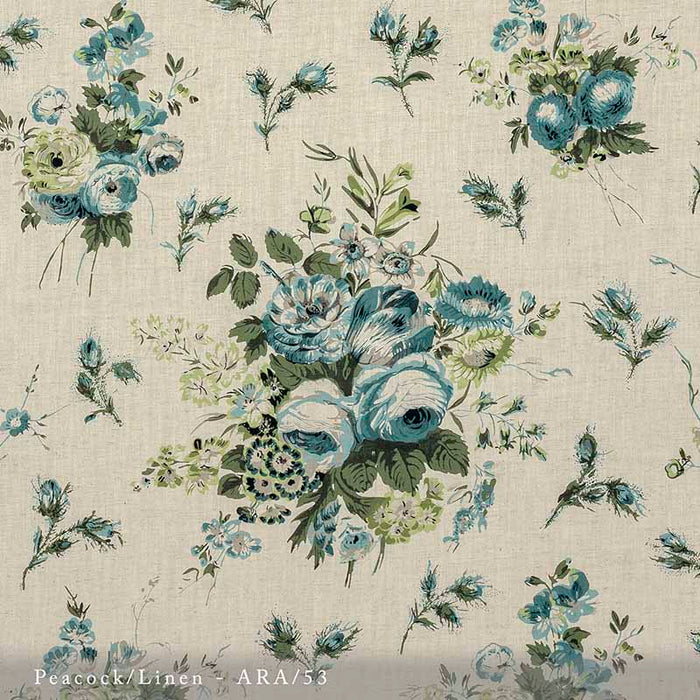 Lisa Fine Arabella Peacock/Linen Fabric ARA-53