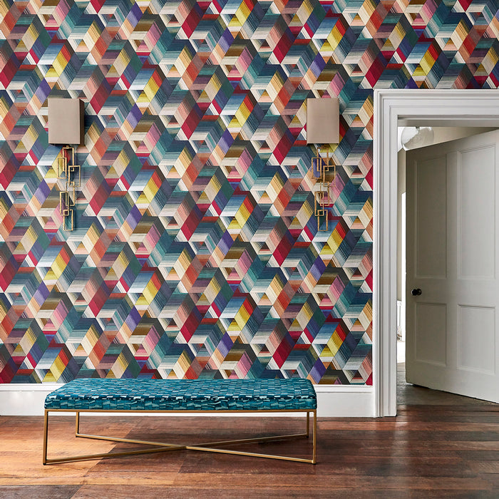 Harlequin Arccos Cerise/Neptune/Teal 111969 Wallpaper HMWF111969