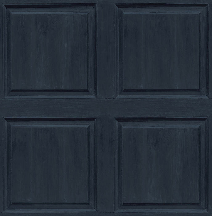 Seabrook Designs Washed Faux Panel Navy Wallpaper AS20302