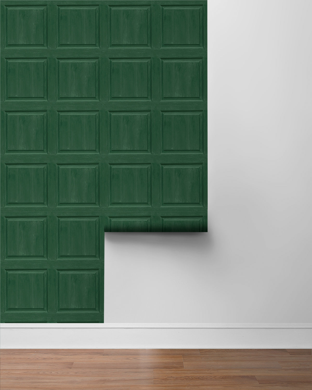 Seabrook Designs Washed Faux Panel Emerald Green Wallpaper AS20304