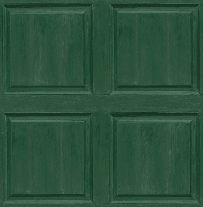 Seabrook Designs Washed Faux Panel Emerald Green Wallpaper AS20304